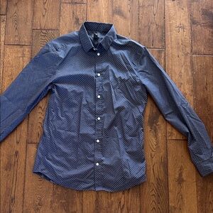 H&M Dark Blue Polka Dot Button Down Shirt